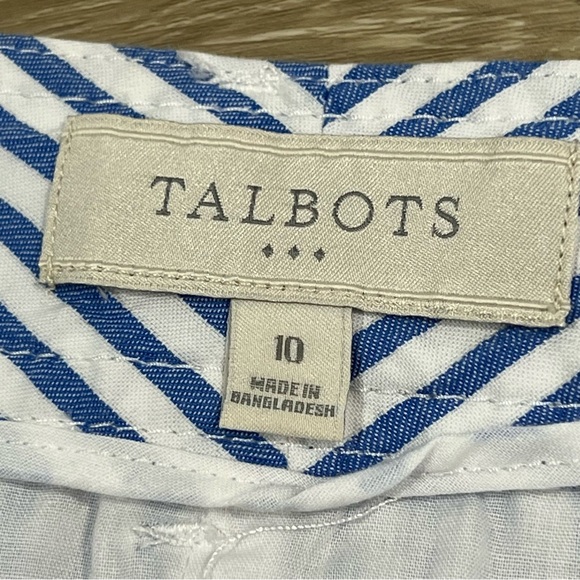 Talbots Size 10 Pencil Skirt Blue White Stripe Rope Belt Cotton - Picture 2 of 10